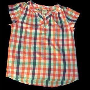 St John’s Bay Colorful Plaid Blouse S NWT